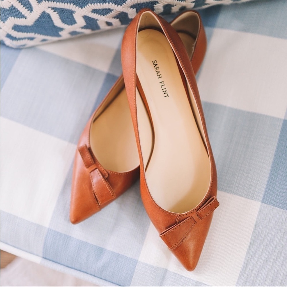 Sarah Flit Flats Natalie Brown Leather Meghan Markle Sz 9.5